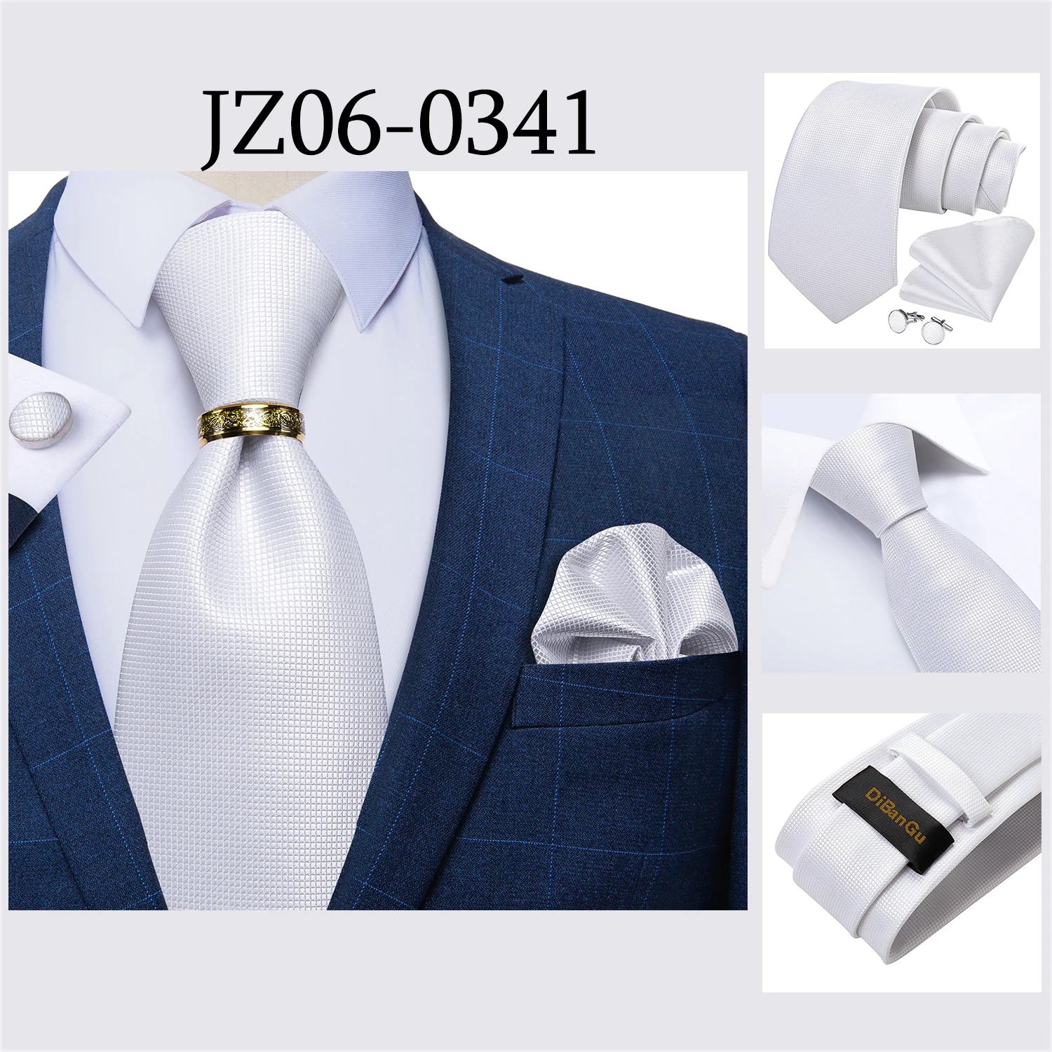 Beige Floral Herren Krawatten Taschentuch Manschettenknöpfe Hochzeit Party Krawatten für Männer Edelstahl Drachen Ring Männer Accessoires Geschenk – Detail 23