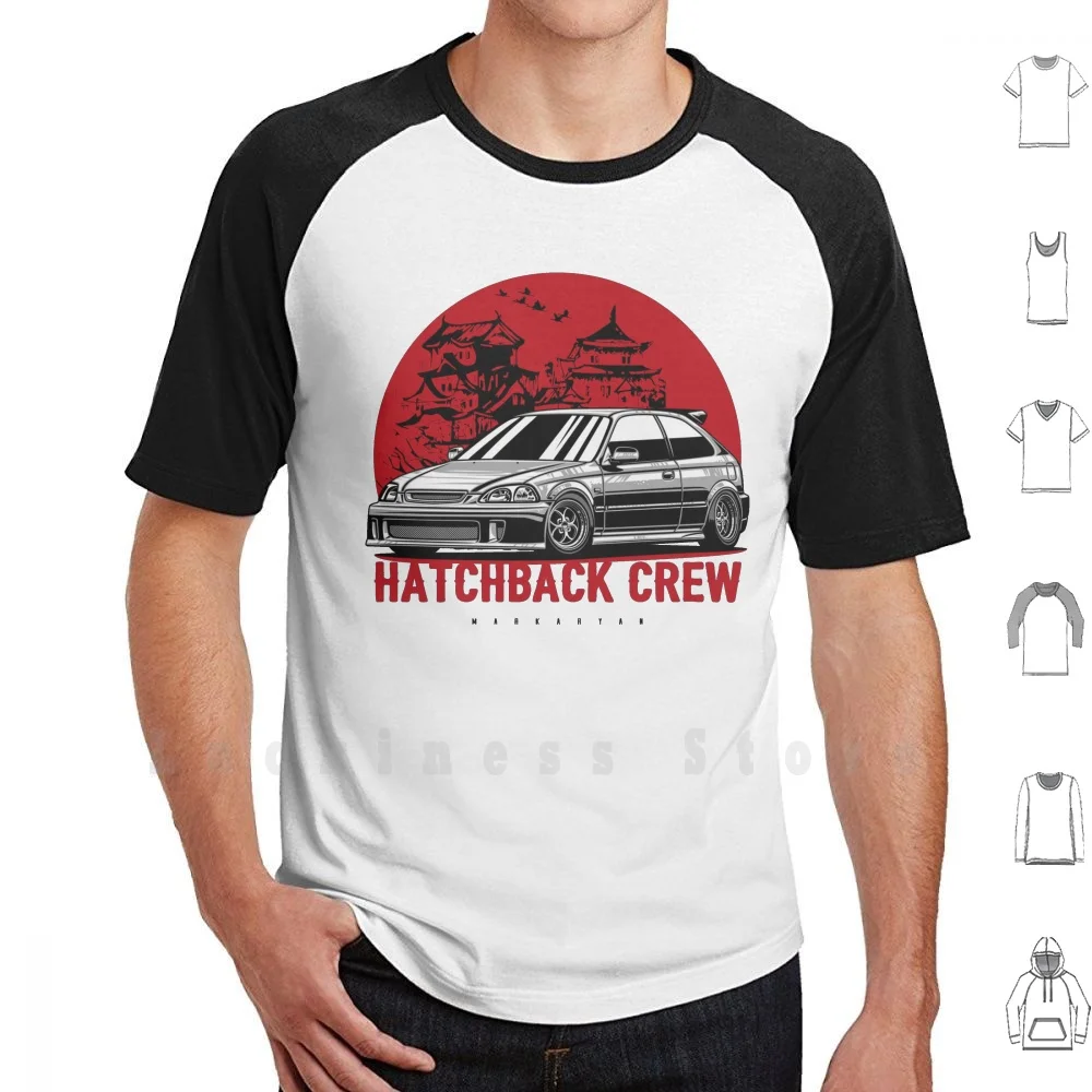 Hatchback Crew. Civic Ek T Shirt 6xl Cotton Cool Tee Cars Automotive Automobile Stance Sportcar Japan Drift Legend Supercar