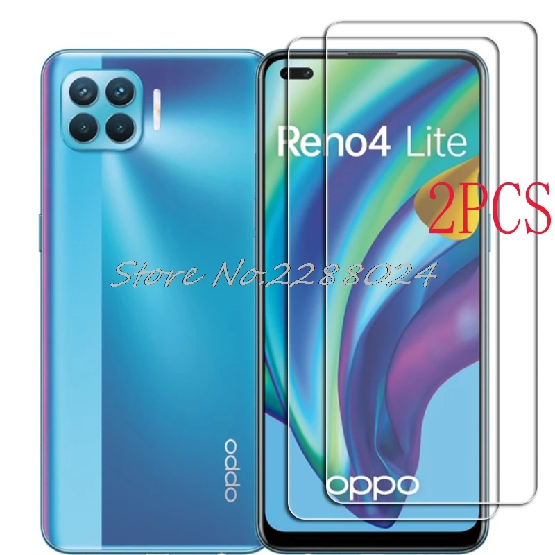 2PCS FOR OPPO Reno4 Lite Tempered Glass Protective On Reno 4 4Lite F17 Pro A93 CPH2125 Screen Protector Film Cover