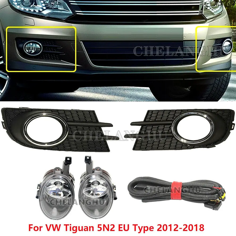 

Car Light For VW Tiguan 2012 2013 2014 2015 Car-Styling Front Fog Light Lamp + Fog Lamp Grille +Wire