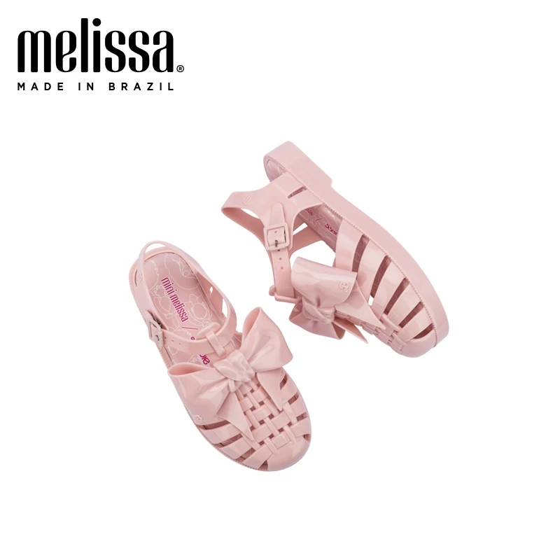 2021 New Mini Melissa Summer sandals Girl and boy Roman Bow Shoes Soft Sparke Fashon Jelly Shoes Melissa Beach Sandals Shoes