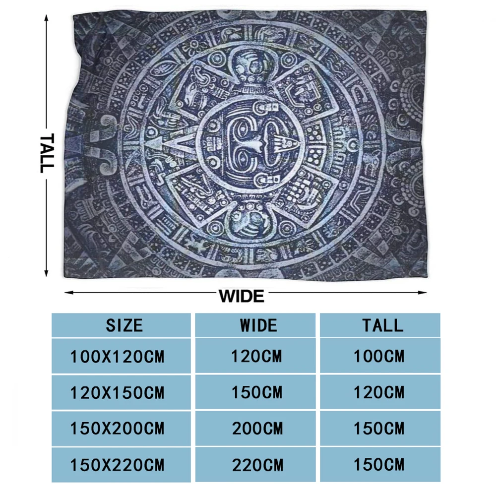 Flannel Fleece Blanket Warm Fluffy Throw Blanket Luxury Chicano Maya Aztec Calendar Bed Blanket for Babys Couch Home Decor Chair