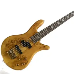 Custom Spe Bass Quilted Maple Veneer Gold Bridge Acitve Battery Maple Through Body Gold Knobs 5 Strings Bass Guitar