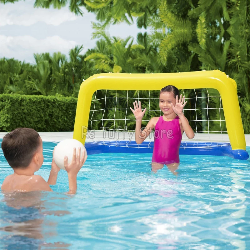 Pool aufblasbare Spielzeuge Volleyball netz schwimmende Handball Tor schießen Basketball korb Outdoor Wasserpark Sportspiel Kreis werfen