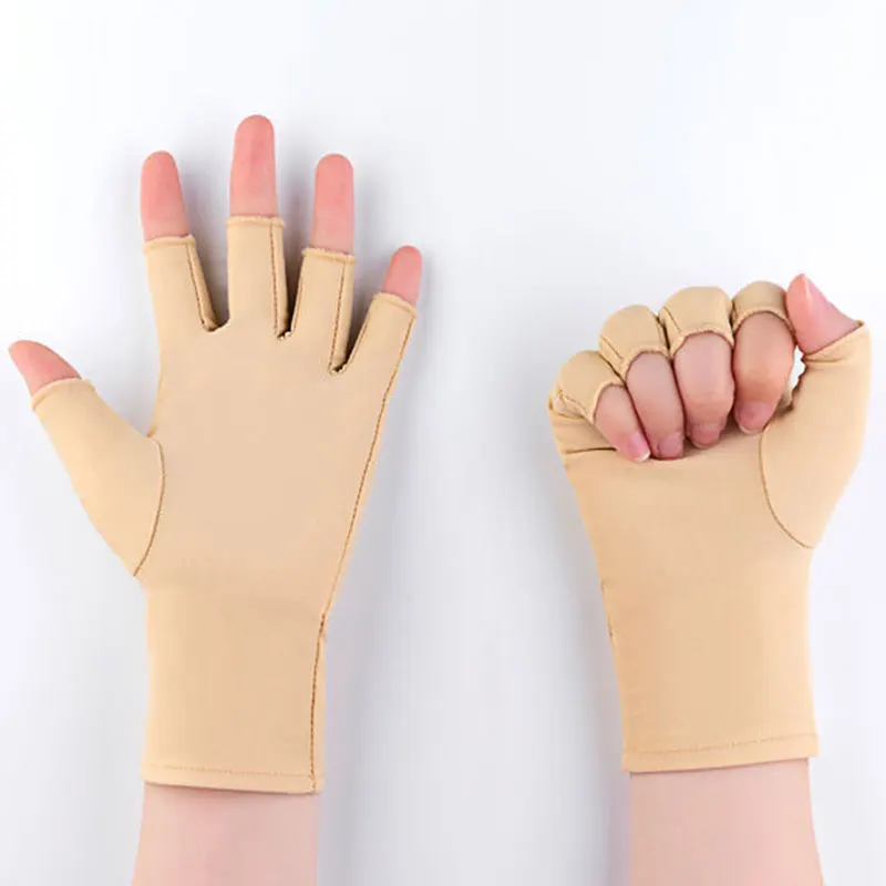 Mulher meias dedos luvas verão estiramento fino semi-dedo luvas de condução de seda gelo anti-slianti-uv fingerless luva