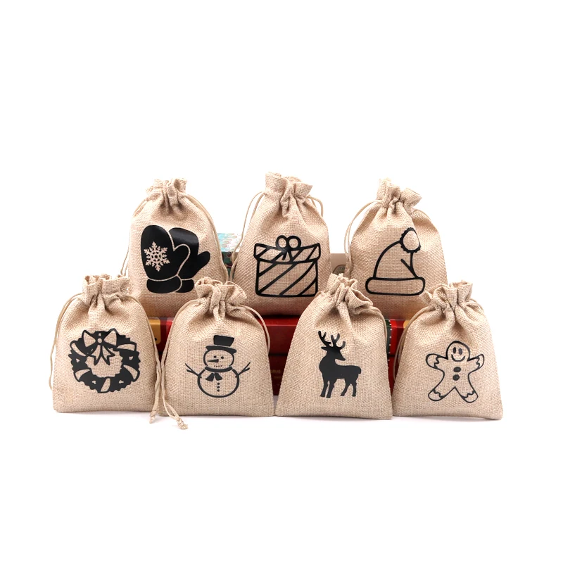 

5pcs/lot Natural Color Jute Bags 10x14 13x18cm Christmas Pouches Drawstring Gift Bag Nice Bracelet Candy Jewelry Packaging Bags