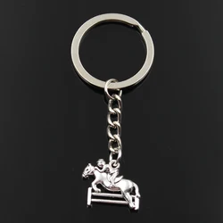 Fashion Keychain 17x23mm Horsemanship Horse Race Sporter Silver Color Pendants DIY Men Jewelry Car Key Chain Ring Holder Gift