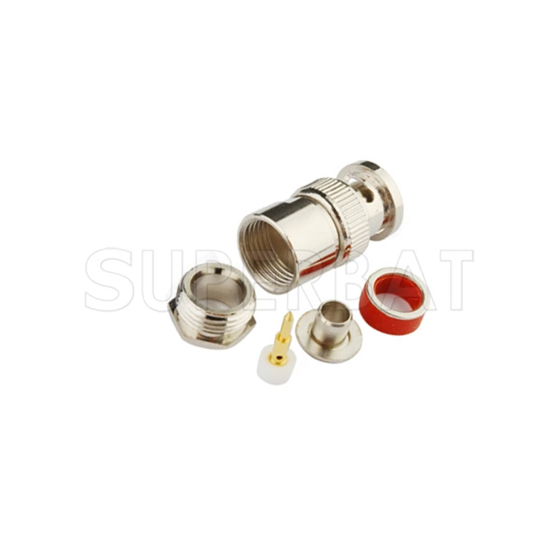 Superbat-BNC braçadeira macho conector coaxial para cabo, KSR300, LMR300, 10pcs