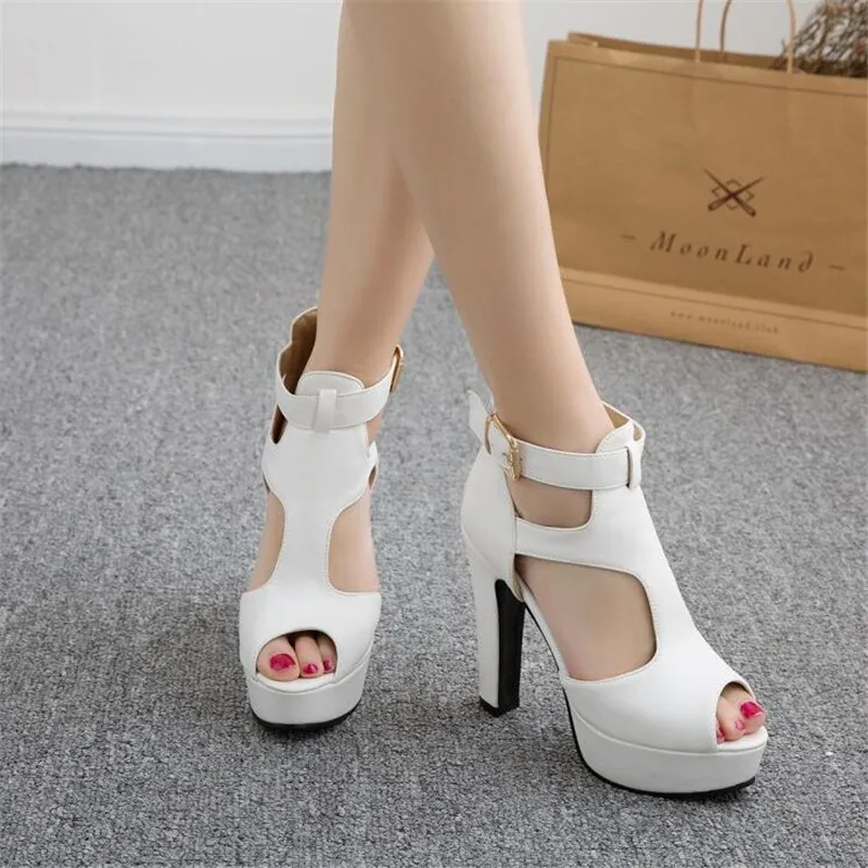 Dziewczęce buty damskie czółenka na wysokim obcasie buty na platformie Peep Toe Peep Toe Peep sandały gladiatorki 12cm obcasy damskie buty imprezowe rozmiar 31-43