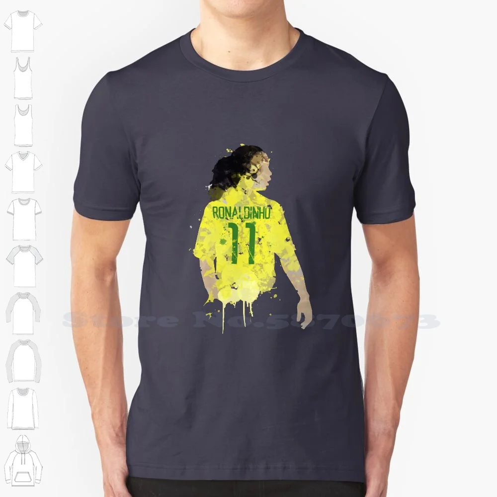 Ronaldinho Brazil Legend Art 100% Pure Cotton T-Shirt Ronaldinho Brazil Football Art Footy