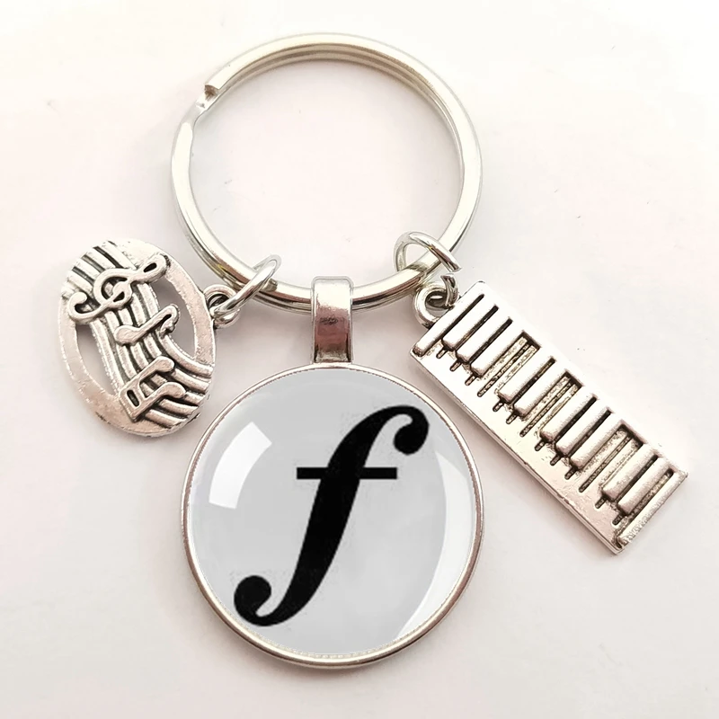 Musical instrument piano note symbol key chain key ring sharp logo treble bass clef icon flat key ring music lover jewelry gift
