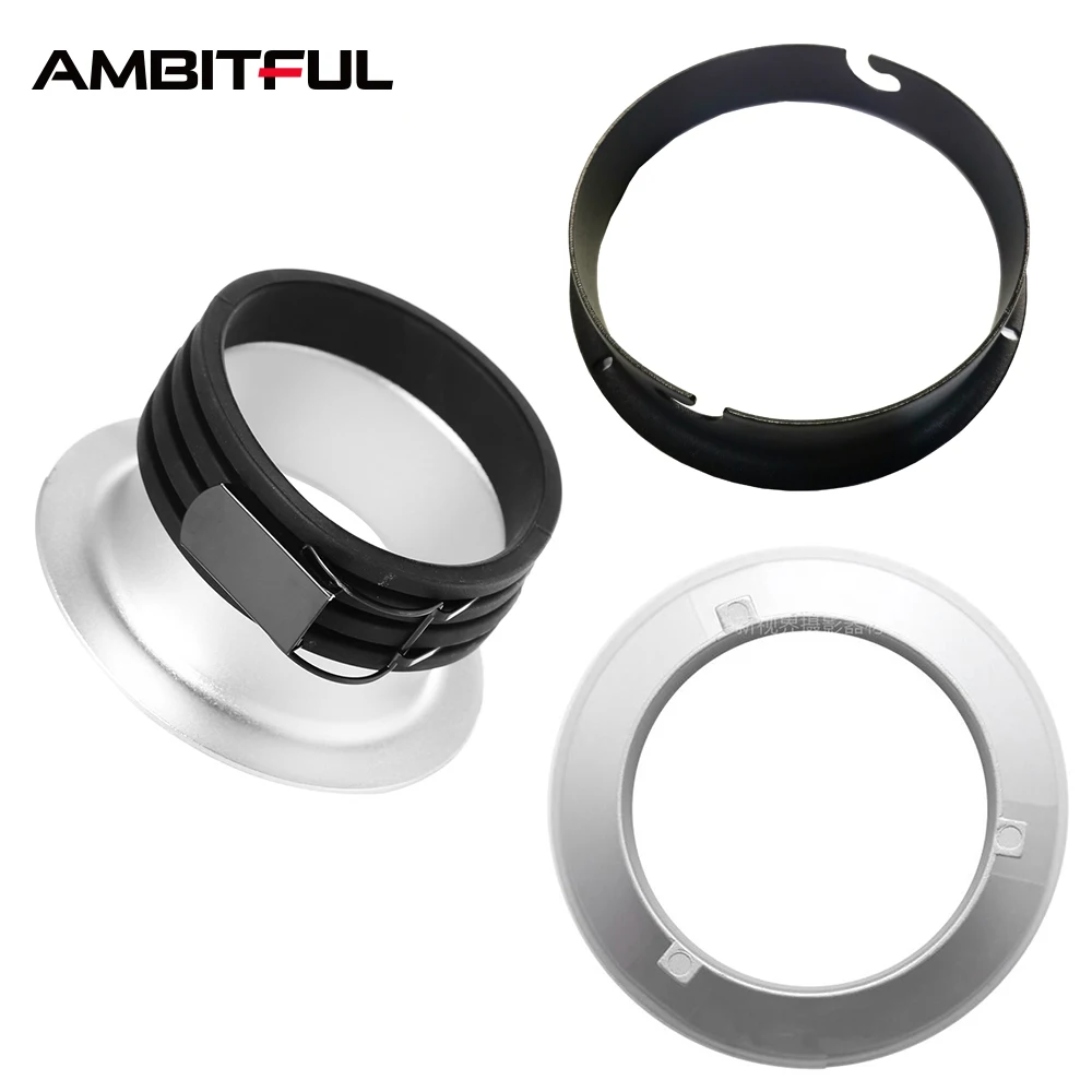 Market&YCY SA-01-BW Speedring Adattatore 144mm – Flangia Per Accessori Flash Bowens, Anello In Metallo Argento Per Modificatori Di Luce Da Studio