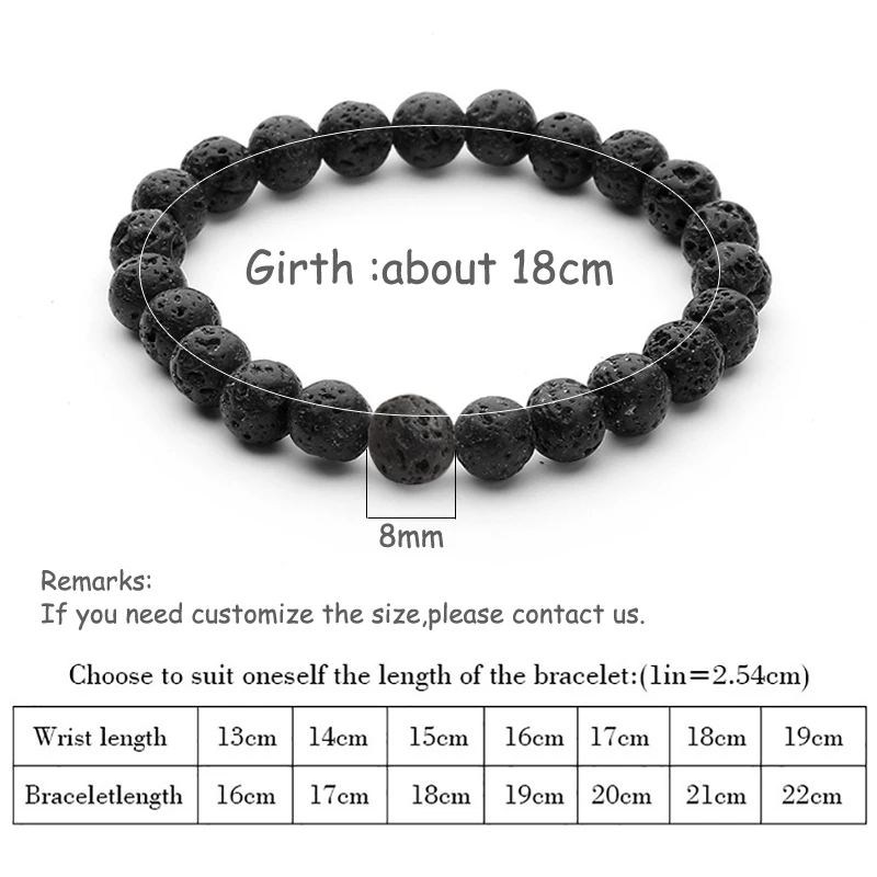 Natural Lava Rock Stone Black White Stretch Bracelet Men Women 6/8/10mm Beaded Beacelet Yoga Meditation Buddha Hand Jewelry Gift