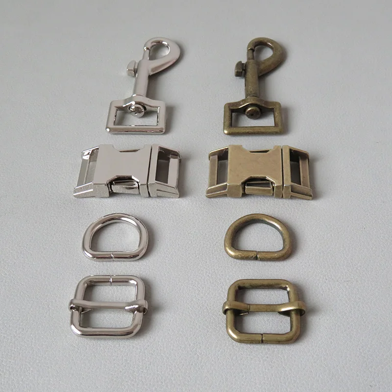 1Set 20mm Metal Buckle Carabiner Swivel Lobster Clasp Strap Slider D Ring Snap Hook For Pet Dog Collar Leads Lock Accessories