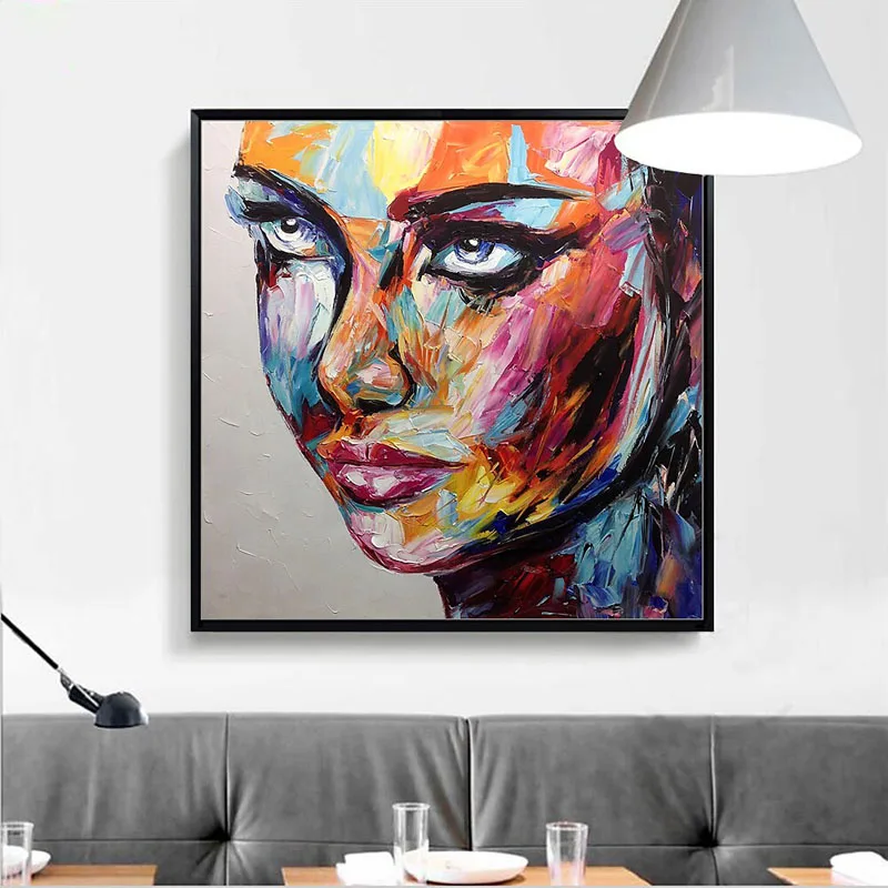 

100% Hand Painted Handmade Oil Painting Palette Knife Face Portrait Wall Art Wall Pictures Room Decoracion Francoise Nielly