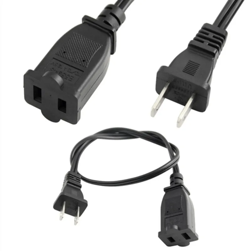 5PCS Eua Plug Saver Power Extension Cable 2-prong 2 Outlets for NEMA 1 - 15P for NEMA 1-15R 50cm 0.5m 3.0m