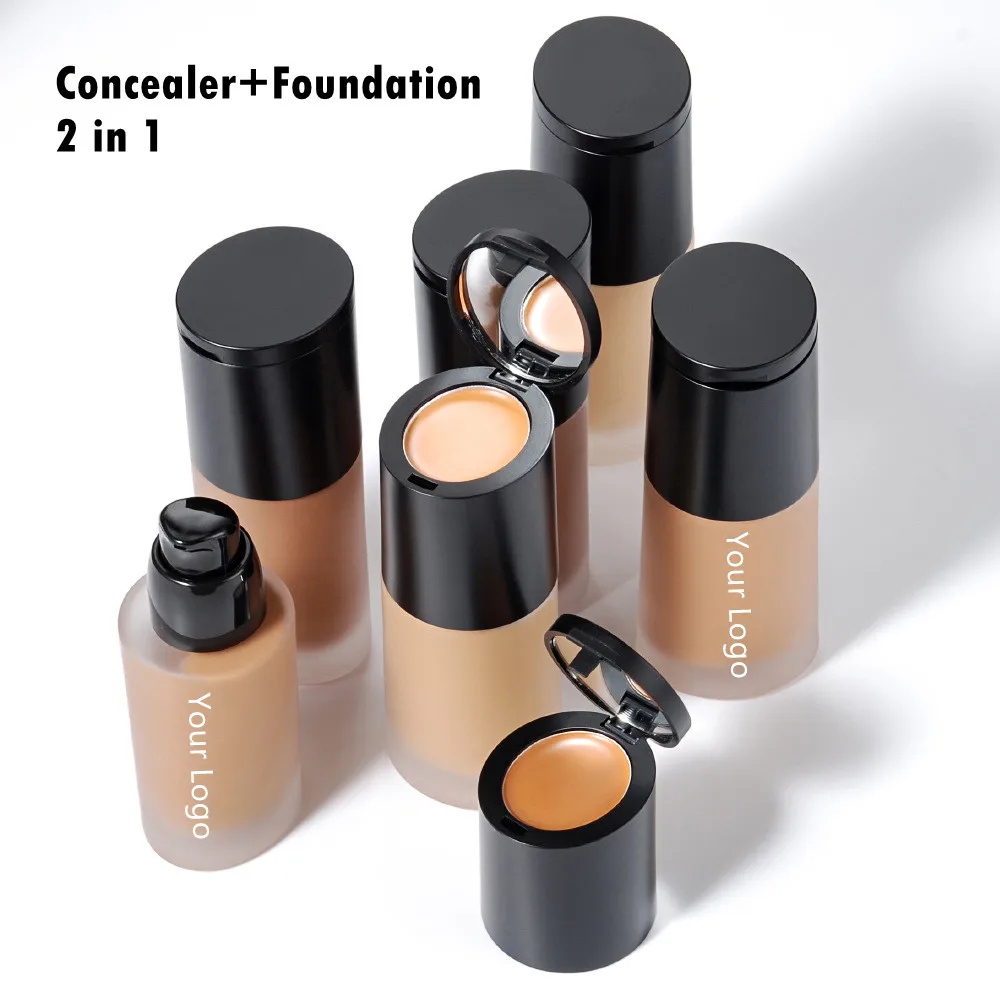 Professional Foundation Concealer Bulk Custom Liquid Foundation Creamy Concealer 2 in 1 Makeup Private Label Cosmetics Wholesale