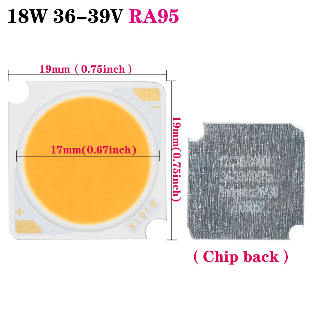 Imagem -03 - Poderoso Leds 36w 18 30 Ra95 Cob Led Chip Bridgelux 3000k para Projetor Led Lensesdiodos Lâmpada Led Warmwhite de Alta Qualidade Peças