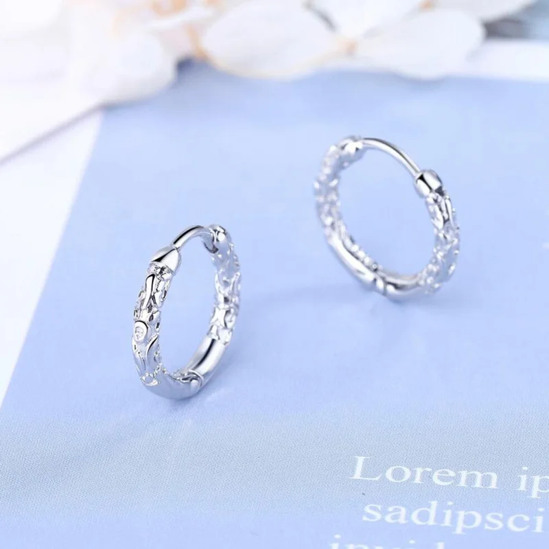 New Trendy Pattern Black Gold Hoop Earrings For Women Men Jewelry 925 Silver Earring Chic Unisex Party Accessories Gifts KOFSAC