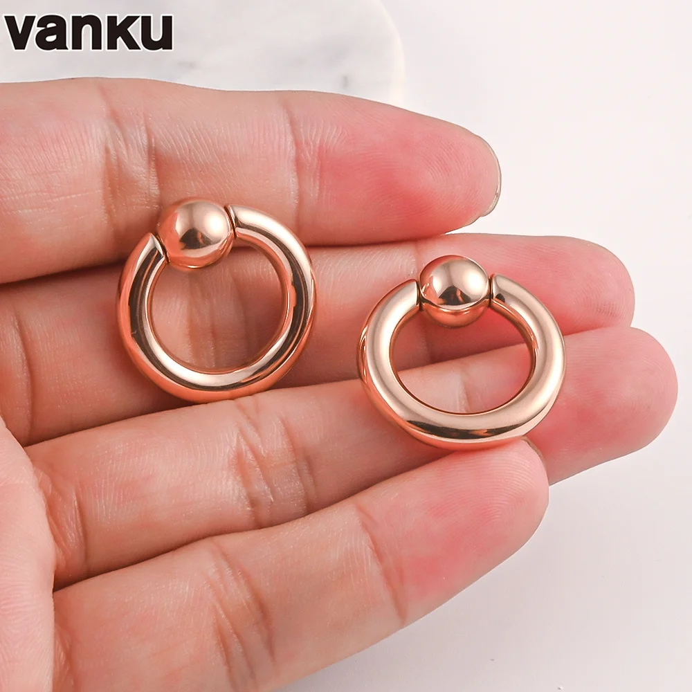 Vanku 10pcs Stainless Steel Ear Plugs and Tunnels Big Size Captive Hoop Rings Nose Rings Nipple Rings Piercing Body Jewelry