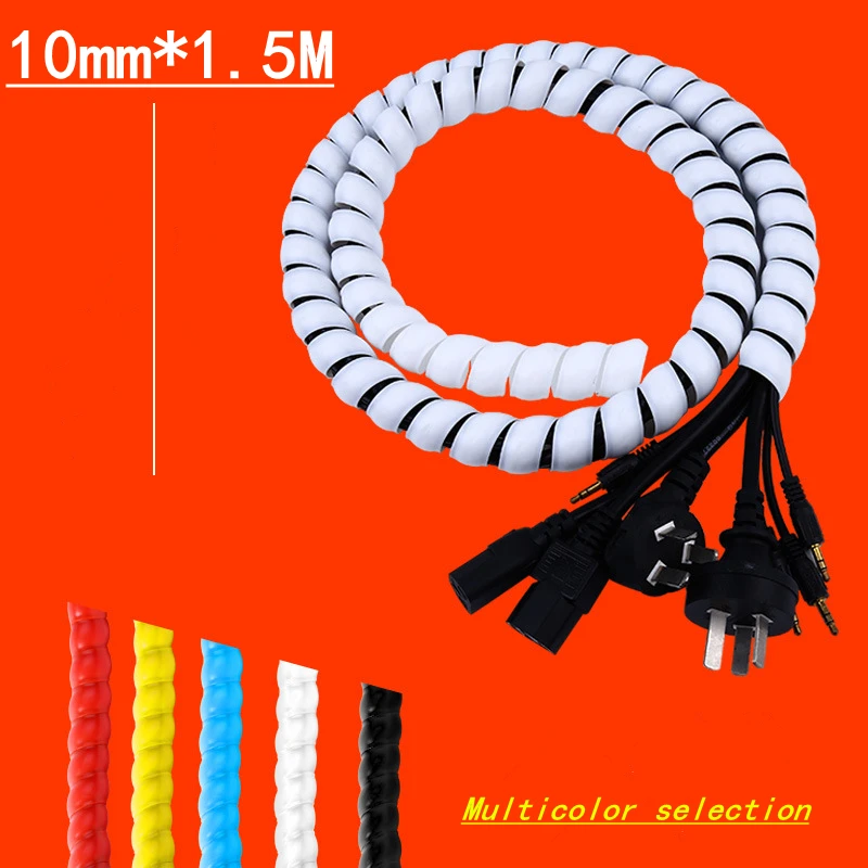 10mm 1.5m Cable Winder Line Organizer Pipe Protection Spiral Wrap Winding Cable Wire Protector Cover Tube