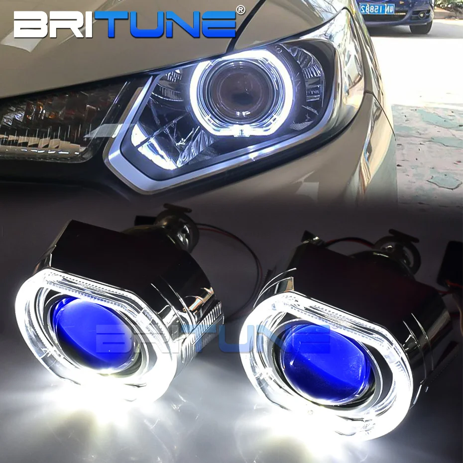 

Bi-xenon Lens for Headlight H4 H7 Devil Angel Eyes 3 Inch Auto Projector H1 HID LED Bulb Square Halo rings Car Accessories Kit