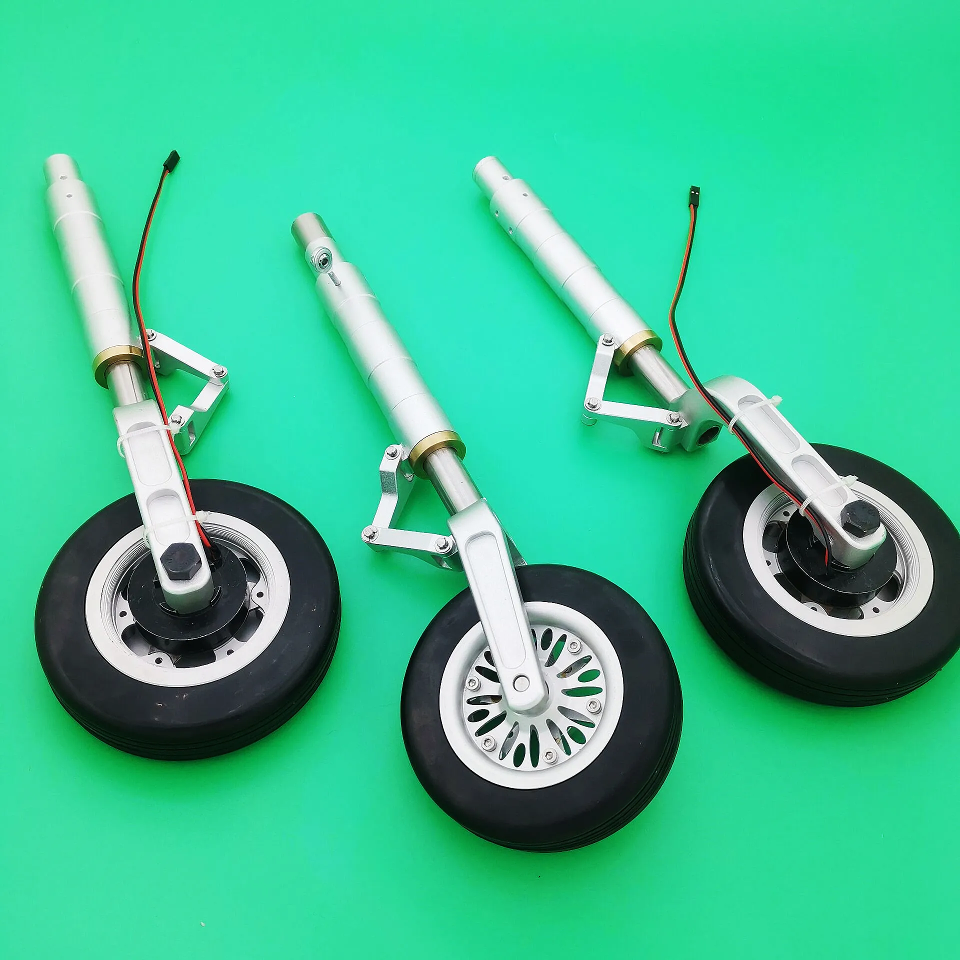 CNC Anti Vibration Landing Gear with electric brake for rc airplane turbine jet drone 30 to 40KG class