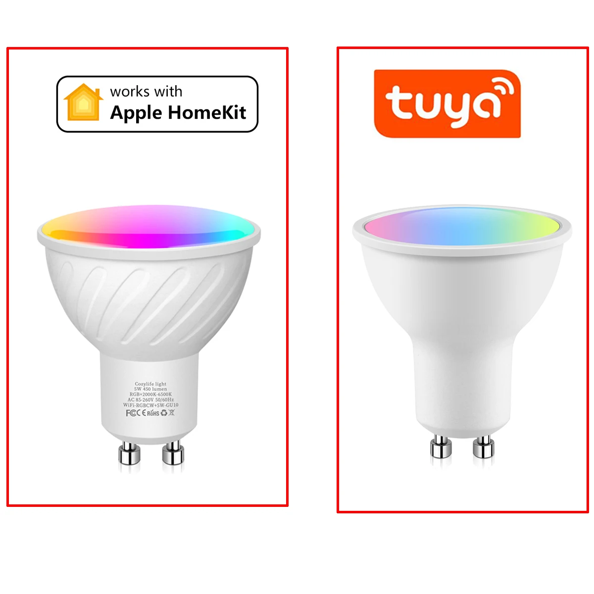 Homekit WiFi inteligentna żarówka led E27 E14 GU10 / Żarówki ledy reflektor RGBCW dla Apple certyfikat MFI Alexa Google strona główna lampka,Tuya