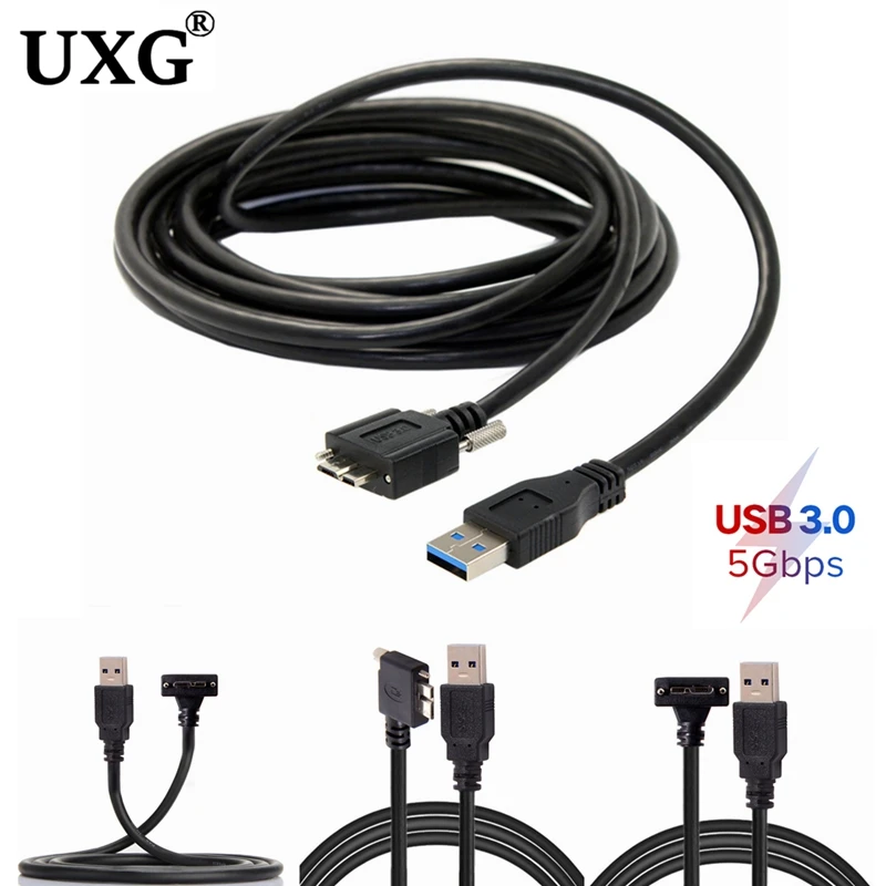 USB 3.0 90 Degree Right Left Up Down Angled Micro B USB 3.0 With M2 Lock Screws Mount Data Cable For Industrial Camera Hard Disk