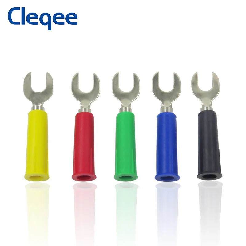 Cleqee P4002 10 шт., штекер-Лопатка 6 мм, вставной U-образный и Y-образный 4 мм штекер типа "банан"