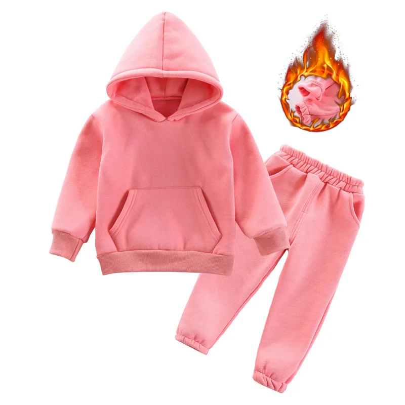 New Autumn Winter Fashion Baby Boys Girls Clothes Children Thicken Hoodies Pants 2Pcs/Set Toddler Sports Costume Kids Tracksuits