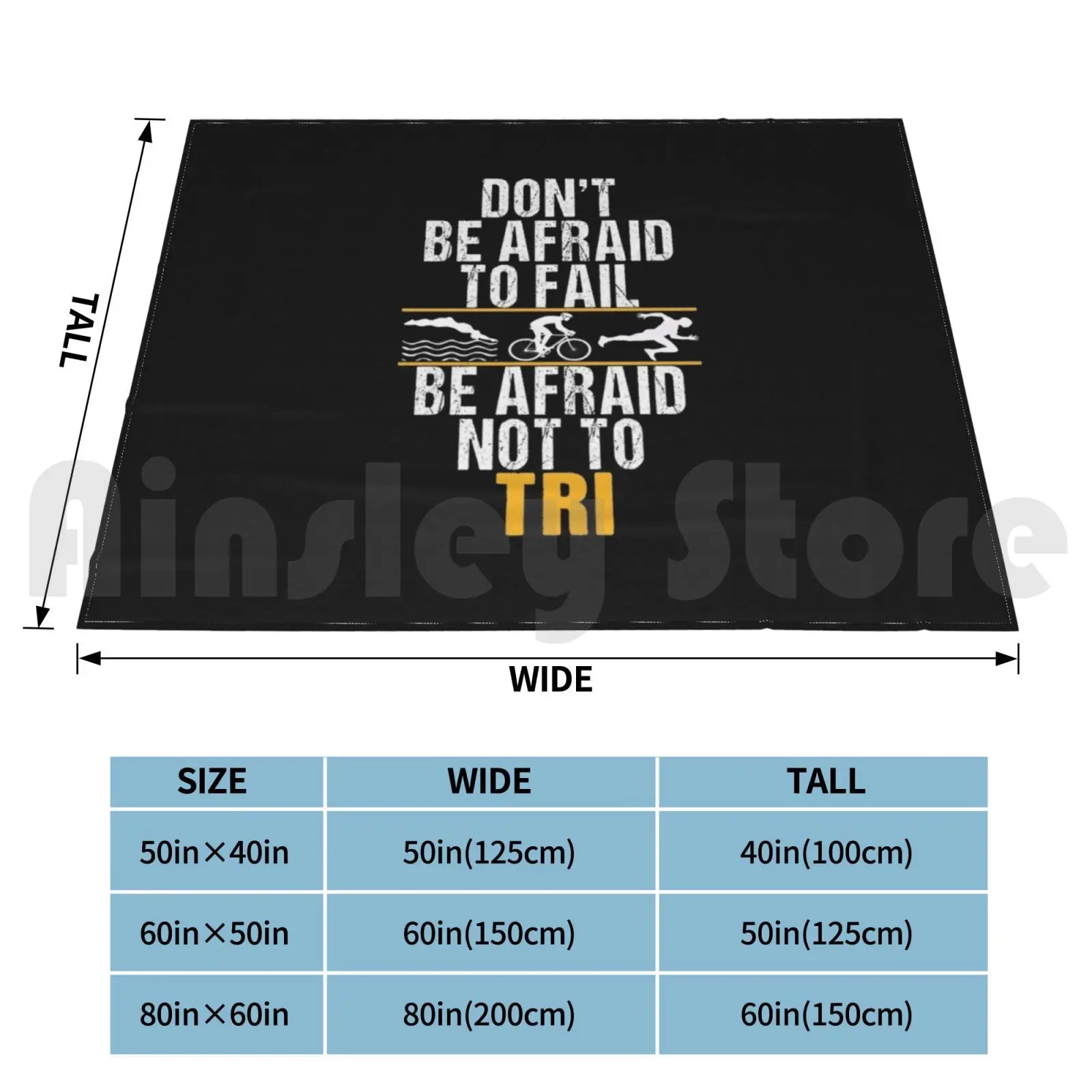 Don't Be Afraid To Fail , Be Afraid Not To Tri Blanket For Sofa Bed Travel Triathlete Triathlon Triathlon Gift