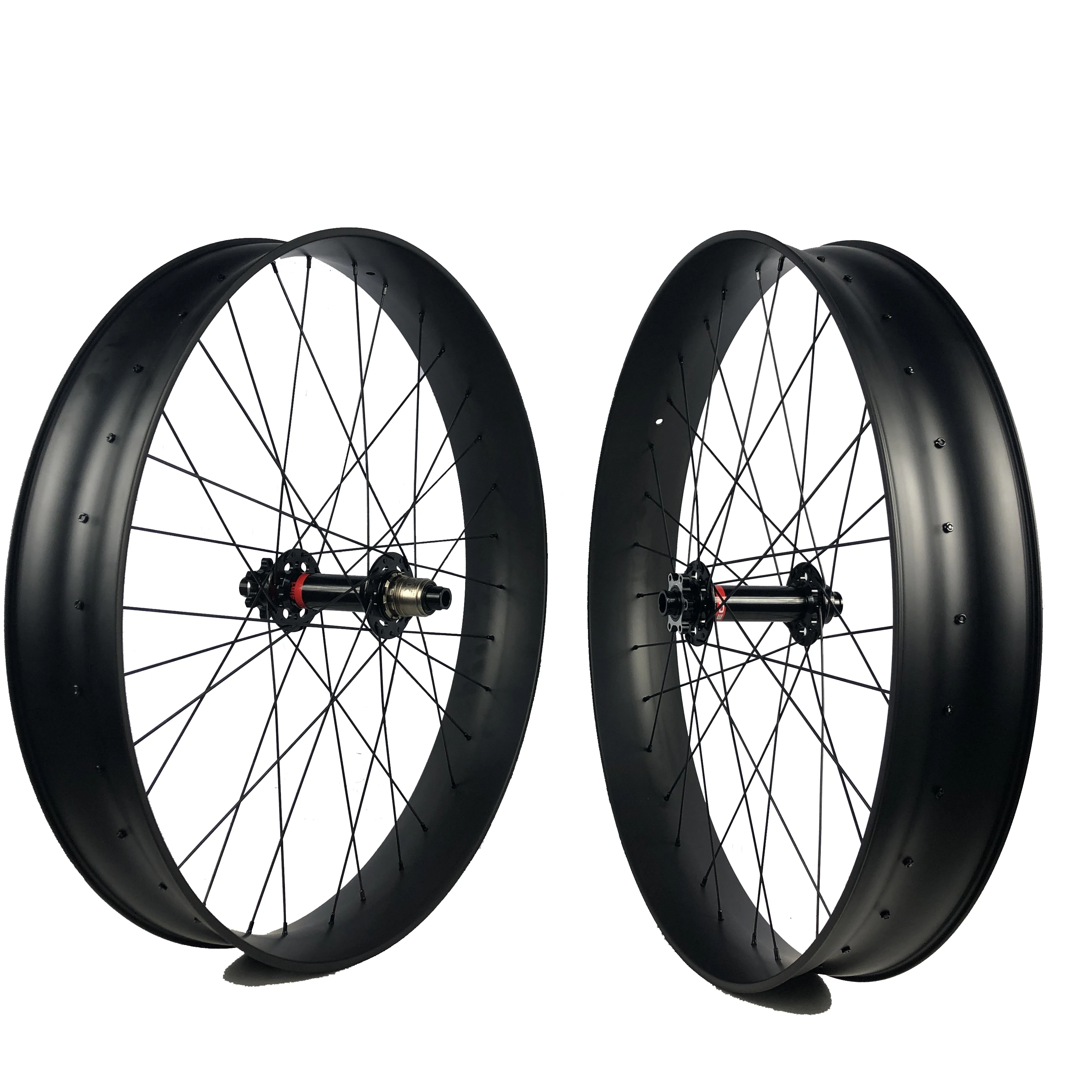 

26er OEM Snow Bike Wheels Carbon Fatbike Wheelset 95mmX18mm Tubeless Rim Option QR/TA Hubs Hand Build With Novatec/Powerway M74