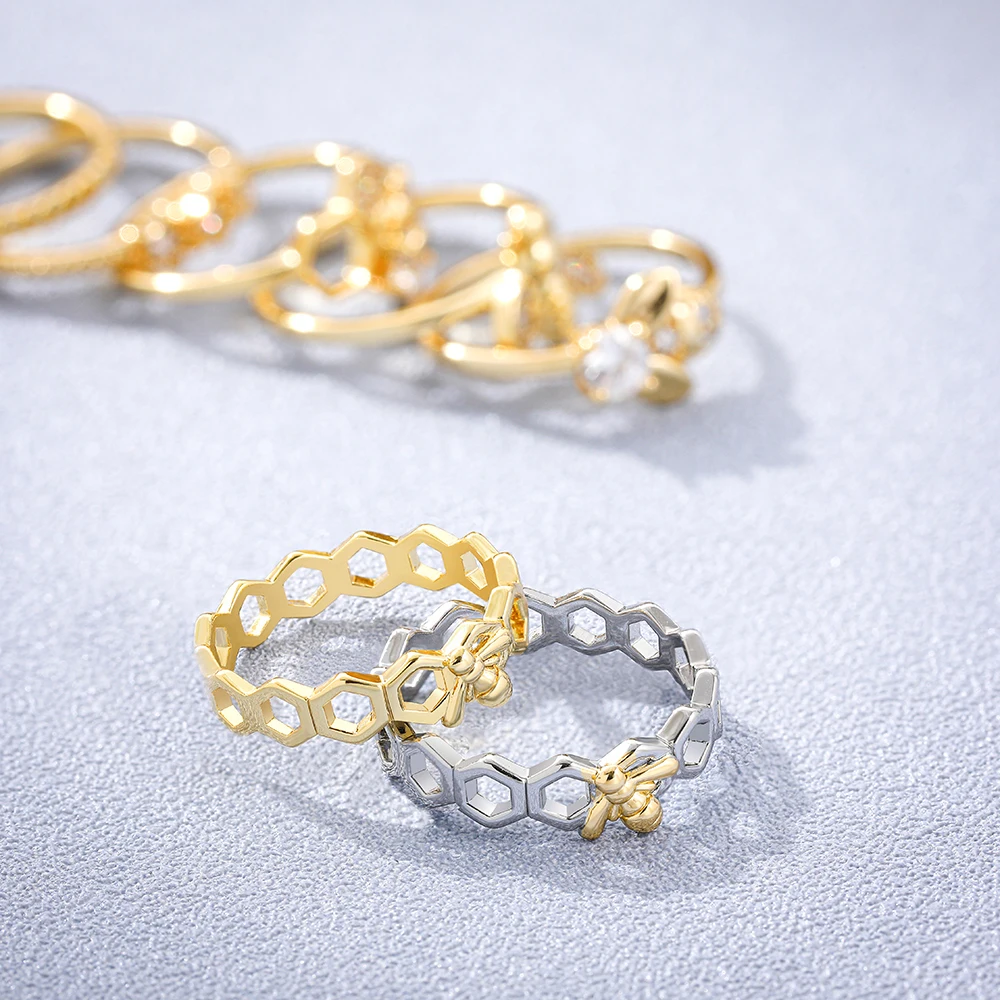 New Design Mixed Gold Color Honeycomb Honeybee Rings for Women: A Real-World Review of the Bee Ring Pandora Style