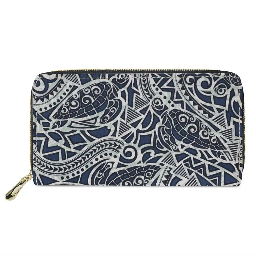 

Dropshipping Polynesian tribal style Print PU Leather Wallet For Ladies Custom Card Holder Wallet For Women Fashionable