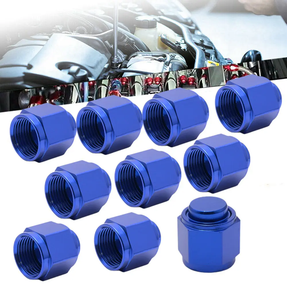 

EPMAN AN12 Flare Tube Cap Fitting Tubing Plug Nuts Fuel Line Block Off Adapter Blue Anodized 10PCS Aluminum EPJTAN12MD