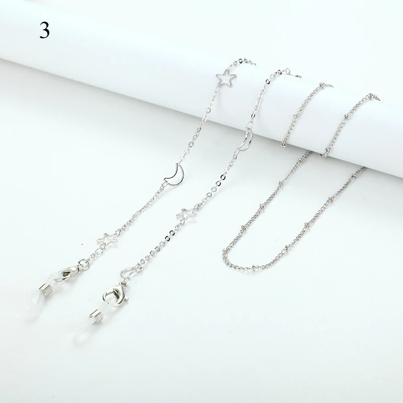 

Metal mood Pendant Eyeglasses Chain Silver Mask Hanging Chain glasses Strap Exquisite Peach Heart Chain Eyeglasses Lanyard 2021