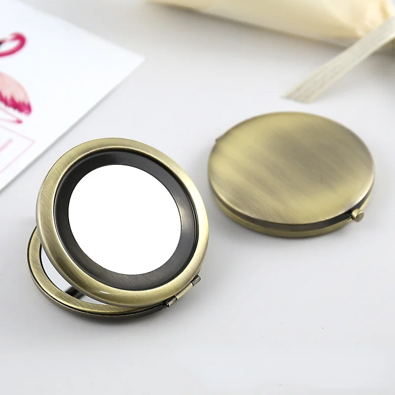 Round Portable Folding Mirror Mini Compact Stainless Steel Metal Mirror Cosmetic Case Makeup Tools HIgh Quality