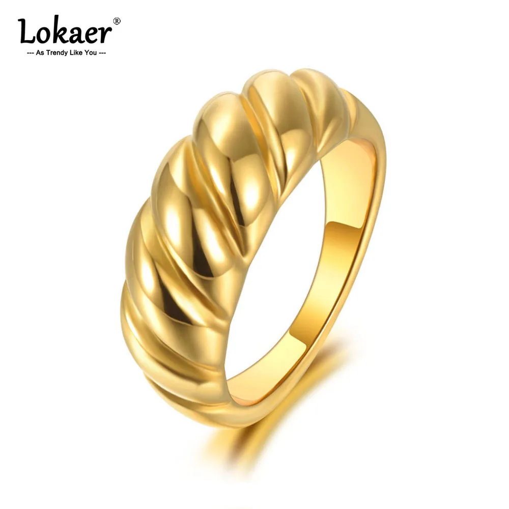 Lokaer Trendy Titanium Stainless Steel Twisted Shape Party Ring Original Design Wedding Ring Jewelry For Women Кольца R21001