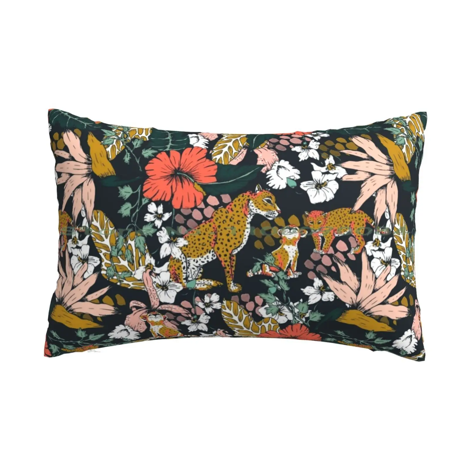 

Animal Print Dark Jungle Pillow Case 20x30 50*75 Sofa Bedroom Wild Jungle Sweet Botany Botanical Animal Cute Pretty Dark Nature