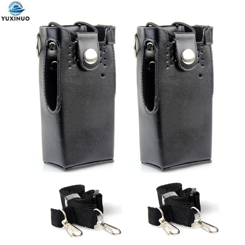 2x Protective Sleeve Shoulder Bag Hard Holster Leather Case for Motorola GP328 GP340 GP380 GP3188 GP3688 EP450 CP140 CP040 Radio