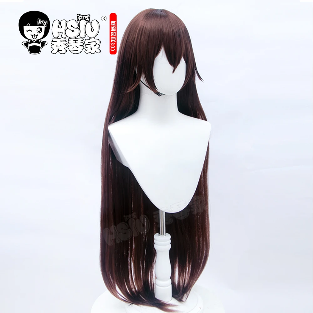 HSIU game Genshin Impact cosplay Amber wig dark brown long hair + Free gift brand wig cap