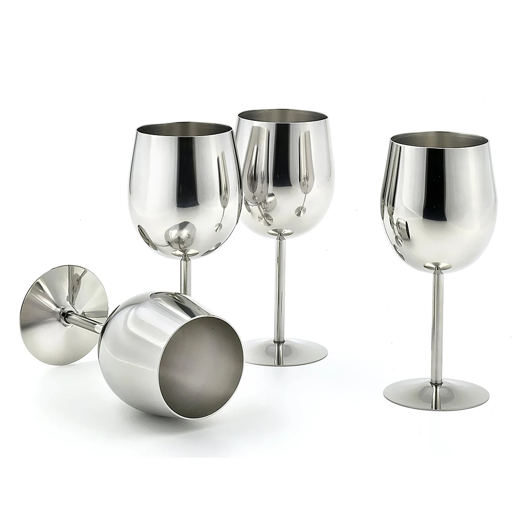 Stainless Steel Wine Glasses Wine Goblet Glass For Daily, Camping & Picnics Champagne Cup Metal Goblet Mug Wine Cordial Cup