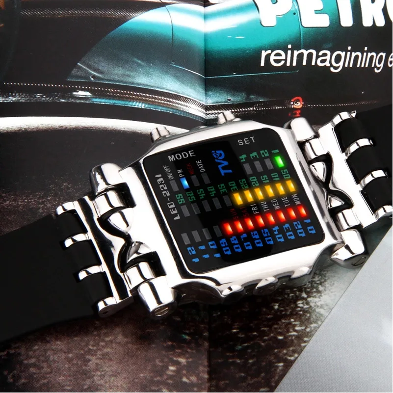 LED Digital Watch Men TVG 2231 Watches Men Fashion Rubber Strap Square Waterproof  Military Watches Dropshipping Man Watch