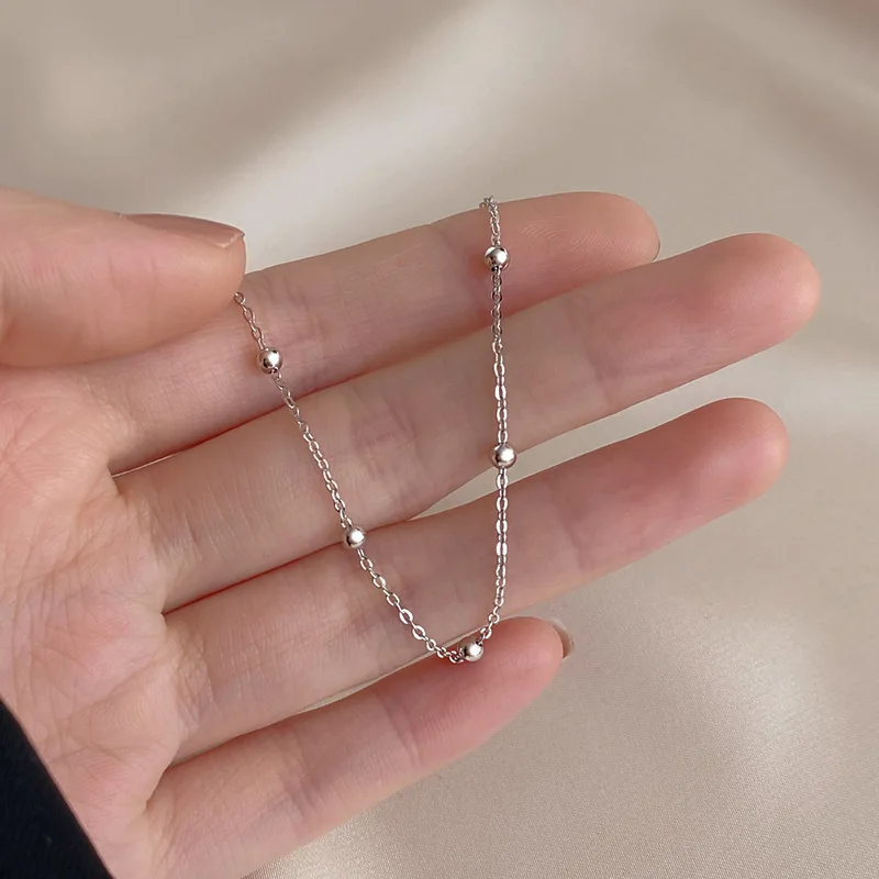 925 Sterling Silver Round Beads Bracelet Small Cute Accessories Female Simple Personality Exquisite Bracelet Student Jewelry Gif