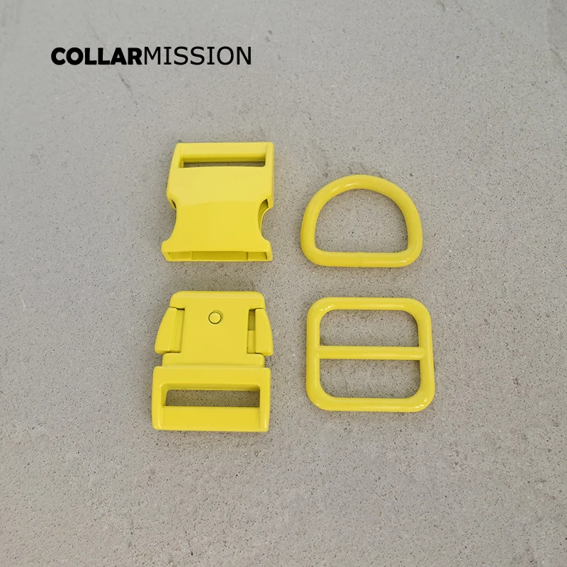 

20pcs/lot (metal buckle+adjust buckle+D ring/set) DIY dog collar yellow 25mm webbing sewing accessory spray paint buckle set