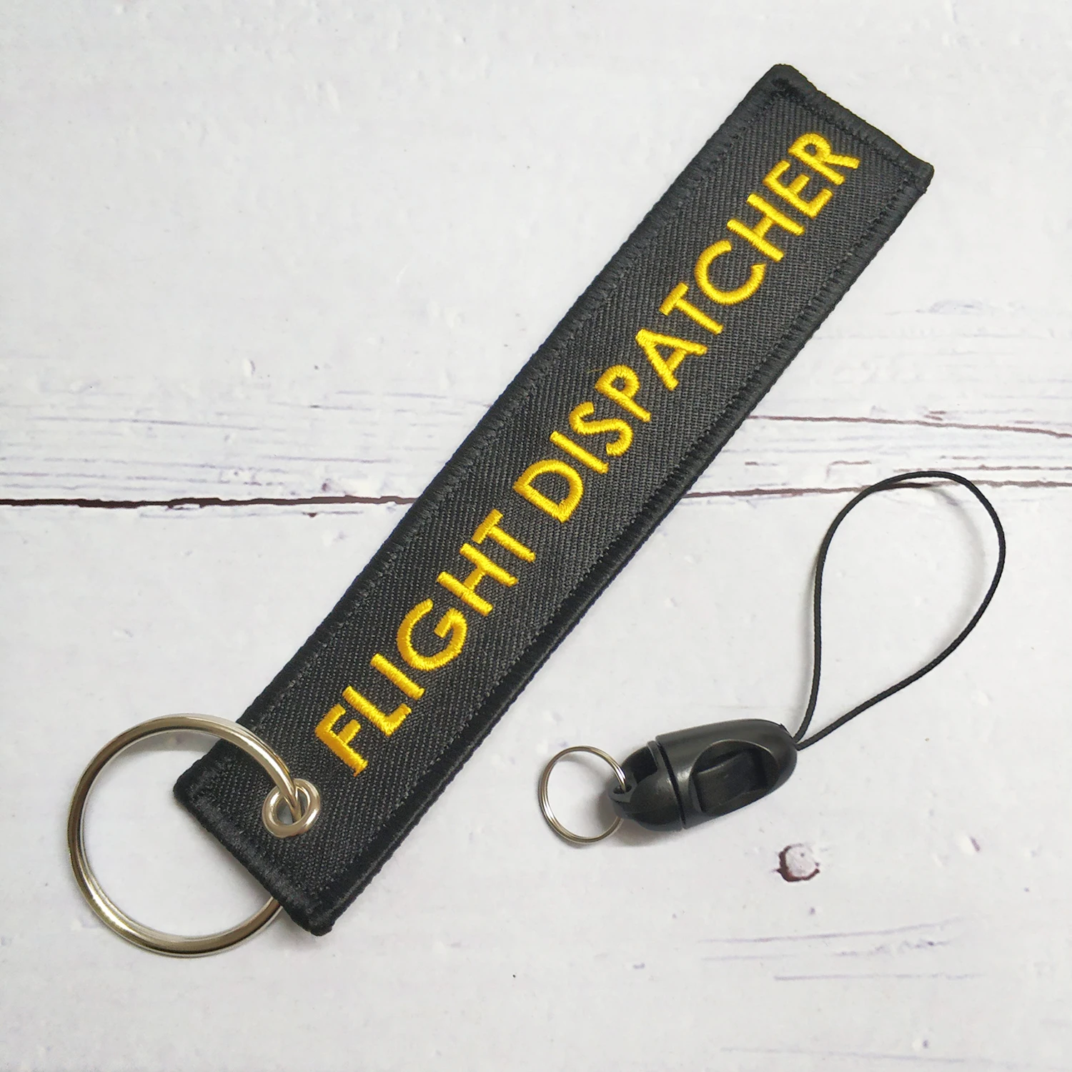 1 Set Side A FLIGHT DISPATCHER Side B Plane Bracelet Phone Strap Embroidery Keys ID Card Gym Straps USB Badge Holder for Aviator