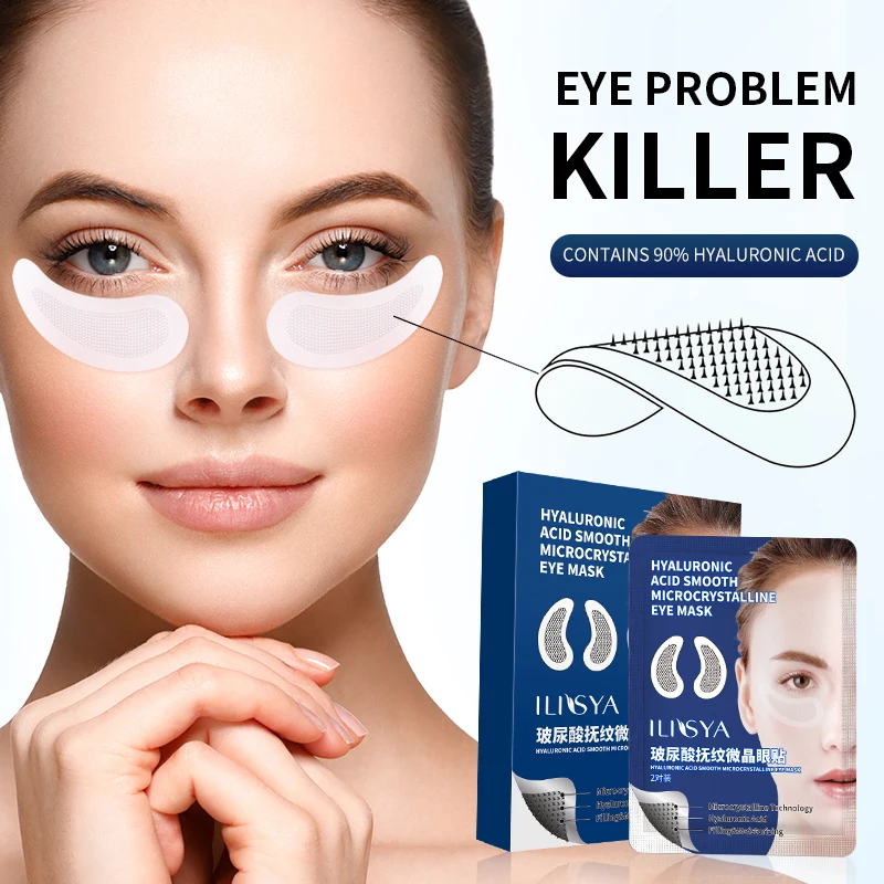 Ilisya Micro-needle Eye Patch for Wrinkles Fine Lines Removal Hyaluronic Acid Eye Mask Dark Circle Puffiness Eye Pads 2 Pairs