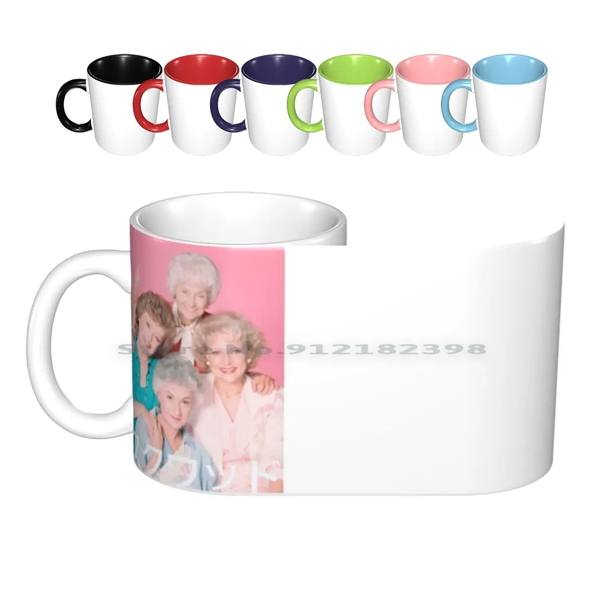 Golden Girls Squad Kanji Ceramic Mugs Coffee Cups Milk Tea Mug Golden Girls Squad White Bea Arthur Aesthetic Japanese Sad Boy