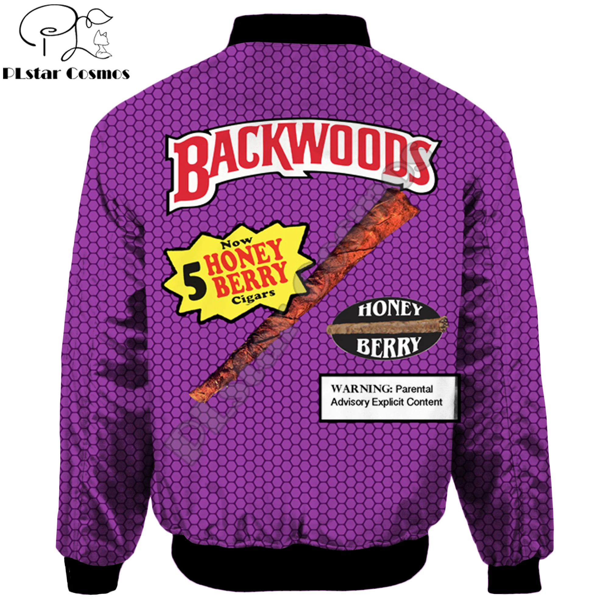 2024 Fashion Men's bomber jackets Foods Backwoods Honey Berry Printed 3d Zipper Hooded Long Sleeve Pullover Unisex Streetwear